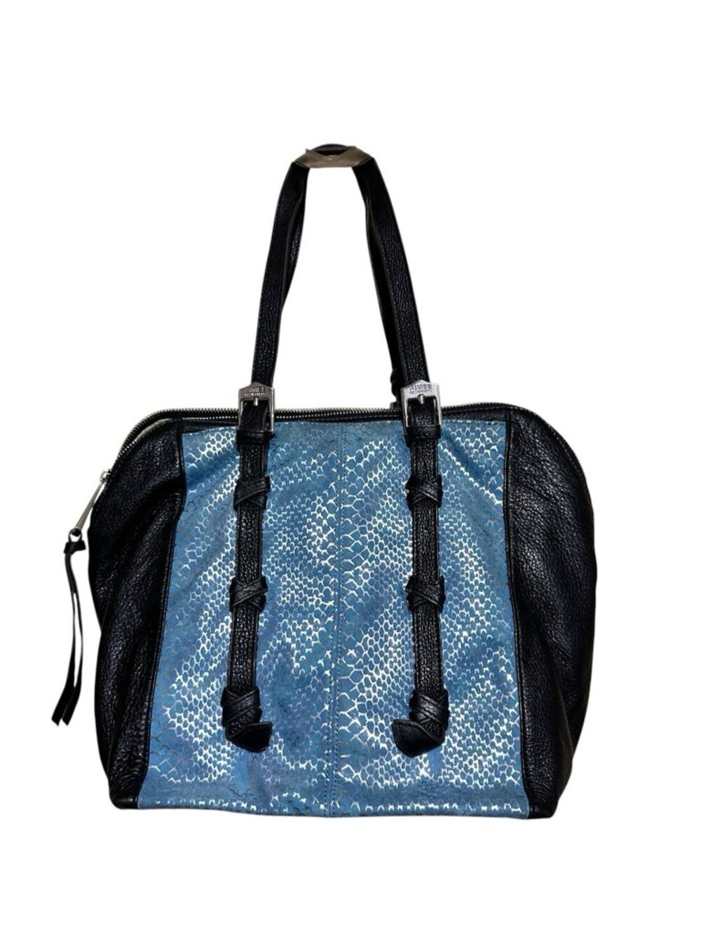 aimee kestenberg leather handbag shoulder bag blue black silver metallic